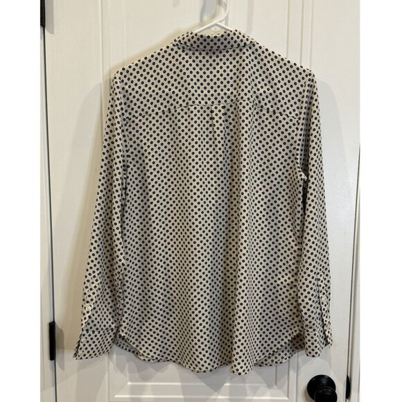 Ann Taylor 14 Blue Floral Dot Button-Down Shirt EUC Workwear Professional Classy - Picture 2 of 5